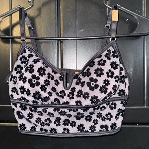 Black Floral Bra/Tank Top